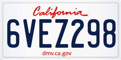 CA license plate 6VEZ298