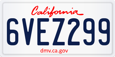 CA license plate 6VEZ299