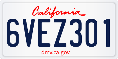 CA license plate 6VEZ301