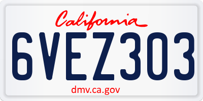 CA license plate 6VEZ303