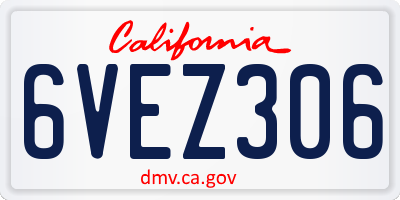 CA license plate 6VEZ306