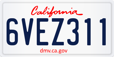 CA license plate 6VEZ311