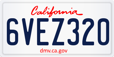 CA license plate 6VEZ320