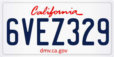 CA license plate 6VEZ329