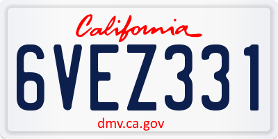 CA license plate 6VEZ331