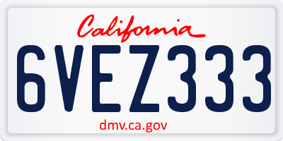 CA license plate 6VEZ333