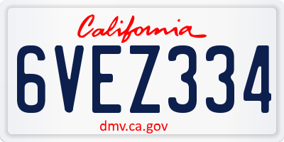 CA license plate 6VEZ334