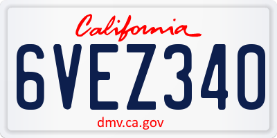 CA license plate 6VEZ340