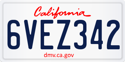 CA license plate 6VEZ342