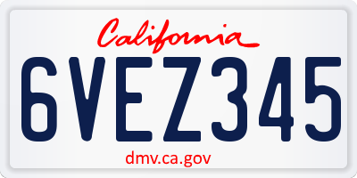 CA license plate 6VEZ345