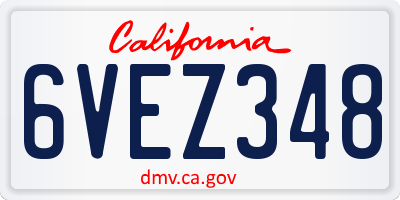 CA license plate 6VEZ348
