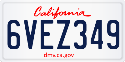 CA license plate 6VEZ349