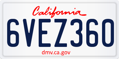 CA license plate 6VEZ360