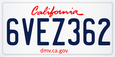 CA license plate 6VEZ362