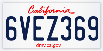 CA license plate 6VEZ369