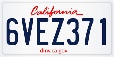 CA license plate 6VEZ371