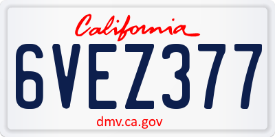CA license plate 6VEZ377