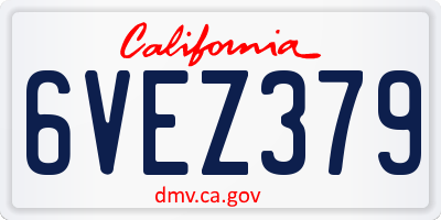 CA license plate 6VEZ379
