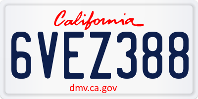 CA license plate 6VEZ388