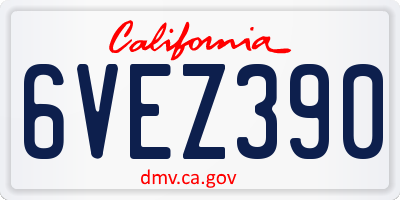 CA license plate 6VEZ390