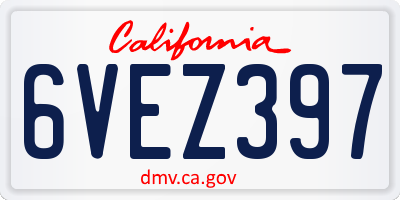 CA license plate 6VEZ397