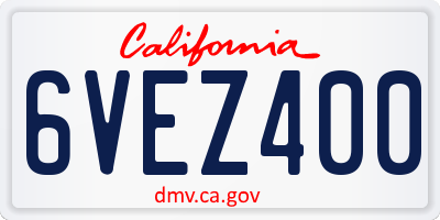 CA license plate 6VEZ400