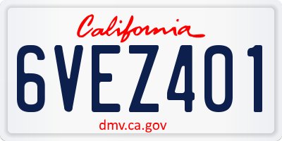 CA license plate 6VEZ401