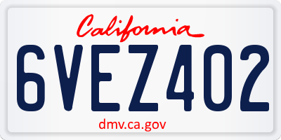 CA license plate 6VEZ402