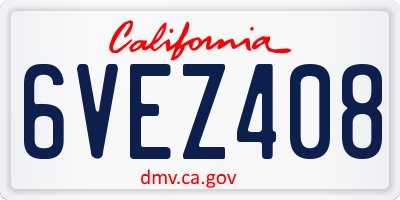 CA license plate 6VEZ408