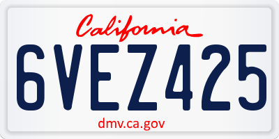 CA license plate 6VEZ425