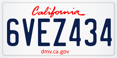 CA license plate 6VEZ434