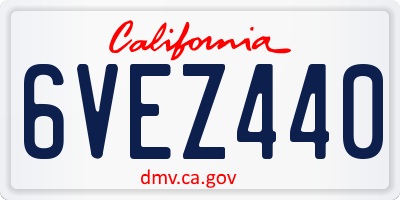 CA license plate 6VEZ440