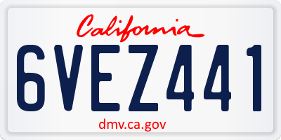 CA license plate 6VEZ441