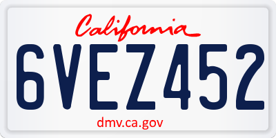 CA license plate 6VEZ452