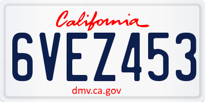 CA license plate 6VEZ453
