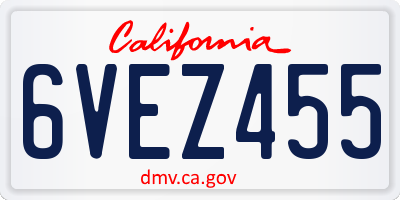 CA license plate 6VEZ455