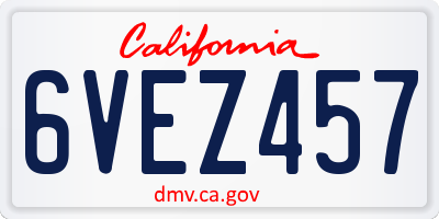 CA license plate 6VEZ457