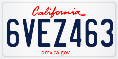 CA license plate 6VEZ463