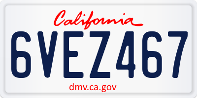 CA license plate 6VEZ467