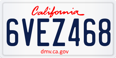 CA license plate 6VEZ468