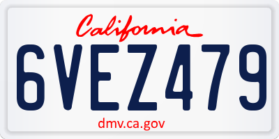 CA license plate 6VEZ479