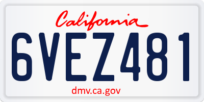 CA license plate 6VEZ481
