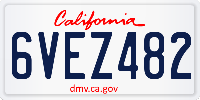 CA license plate 6VEZ482