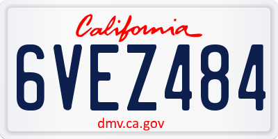CA license plate 6VEZ484