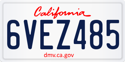 CA license plate 6VEZ485