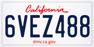 CA license plate 6VEZ488