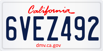 CA license plate 6VEZ492
