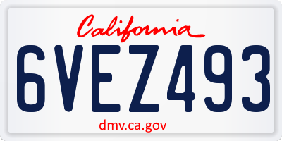 CA license plate 6VEZ493