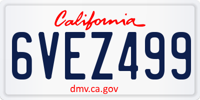 CA license plate 6VEZ499
