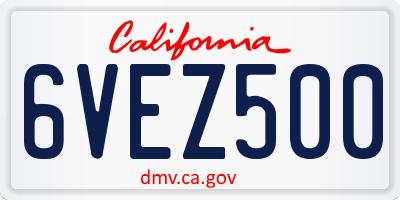 CA license plate 6VEZ500